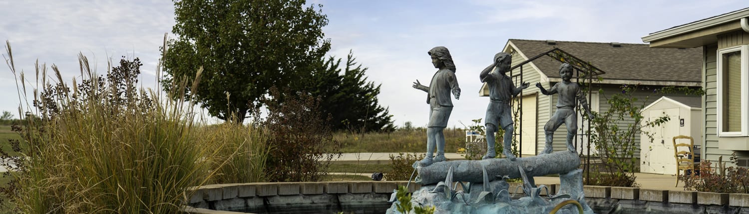 Fountain outside Advena Living at Fountainview (Kansas nursing home/LTC, assisted living & more)