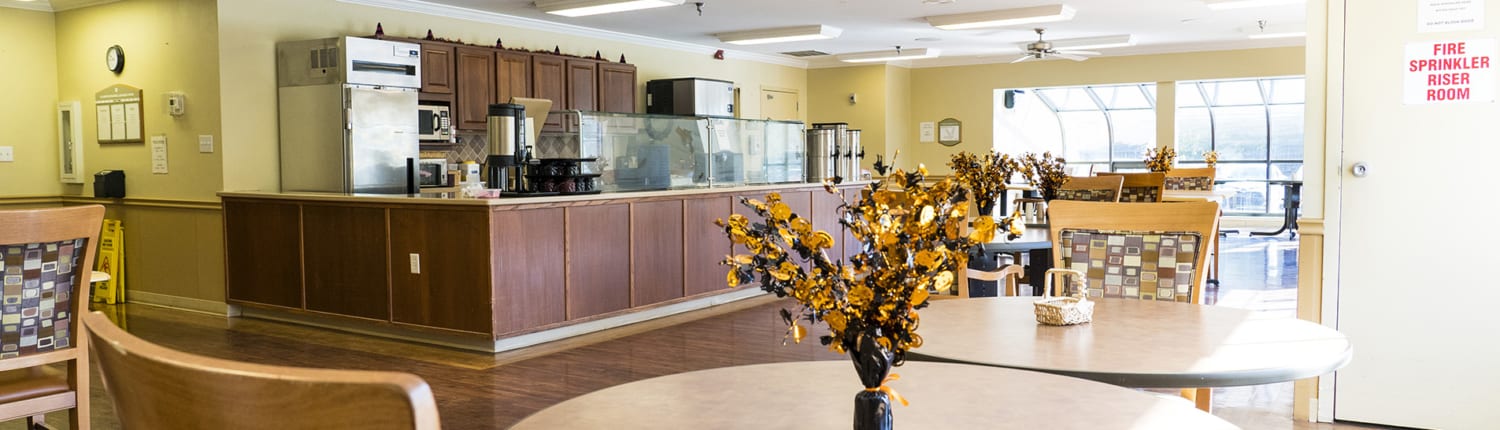 Kitchen/dining room for residents at Advena Living of Clearwater (Kansas nursing home/LTC, assisted living & more)